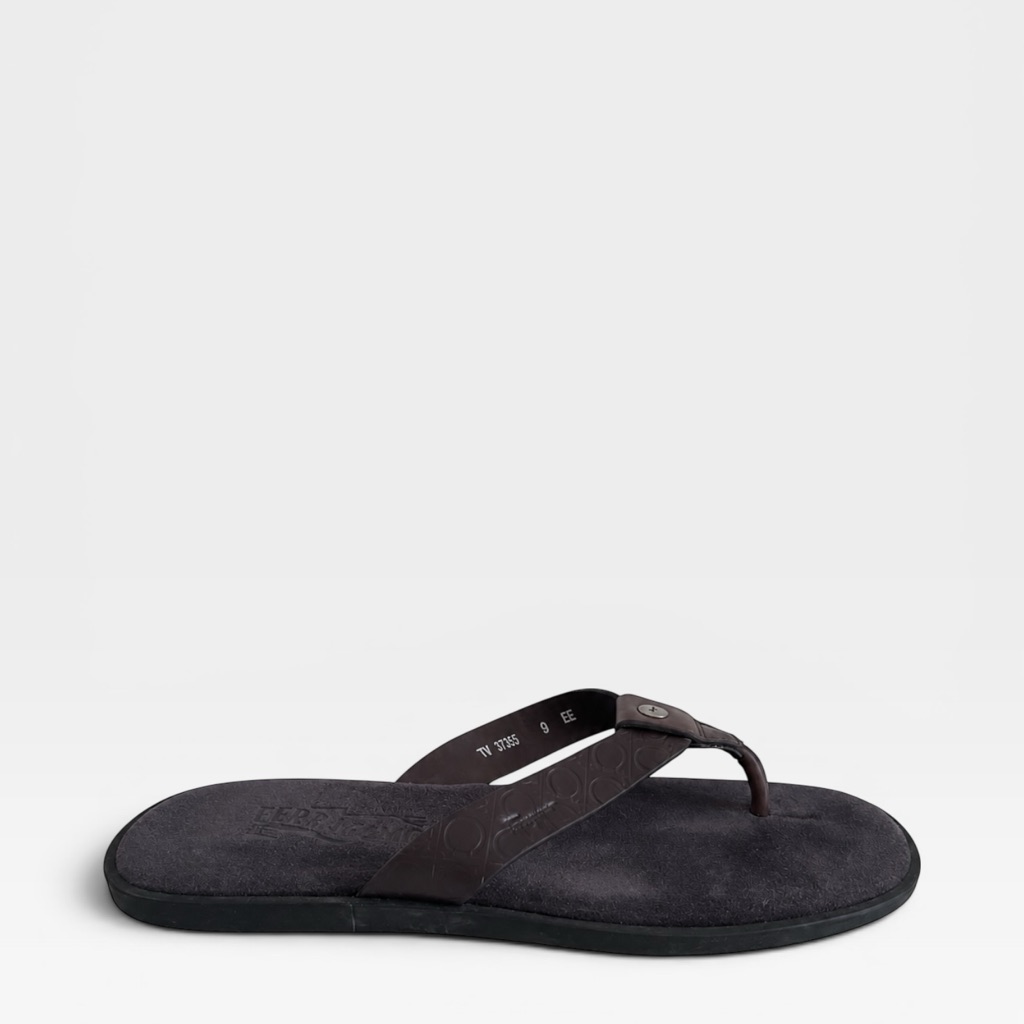 Salvatore Ferragamo Men's Black Suede Flip-Flop Sandal